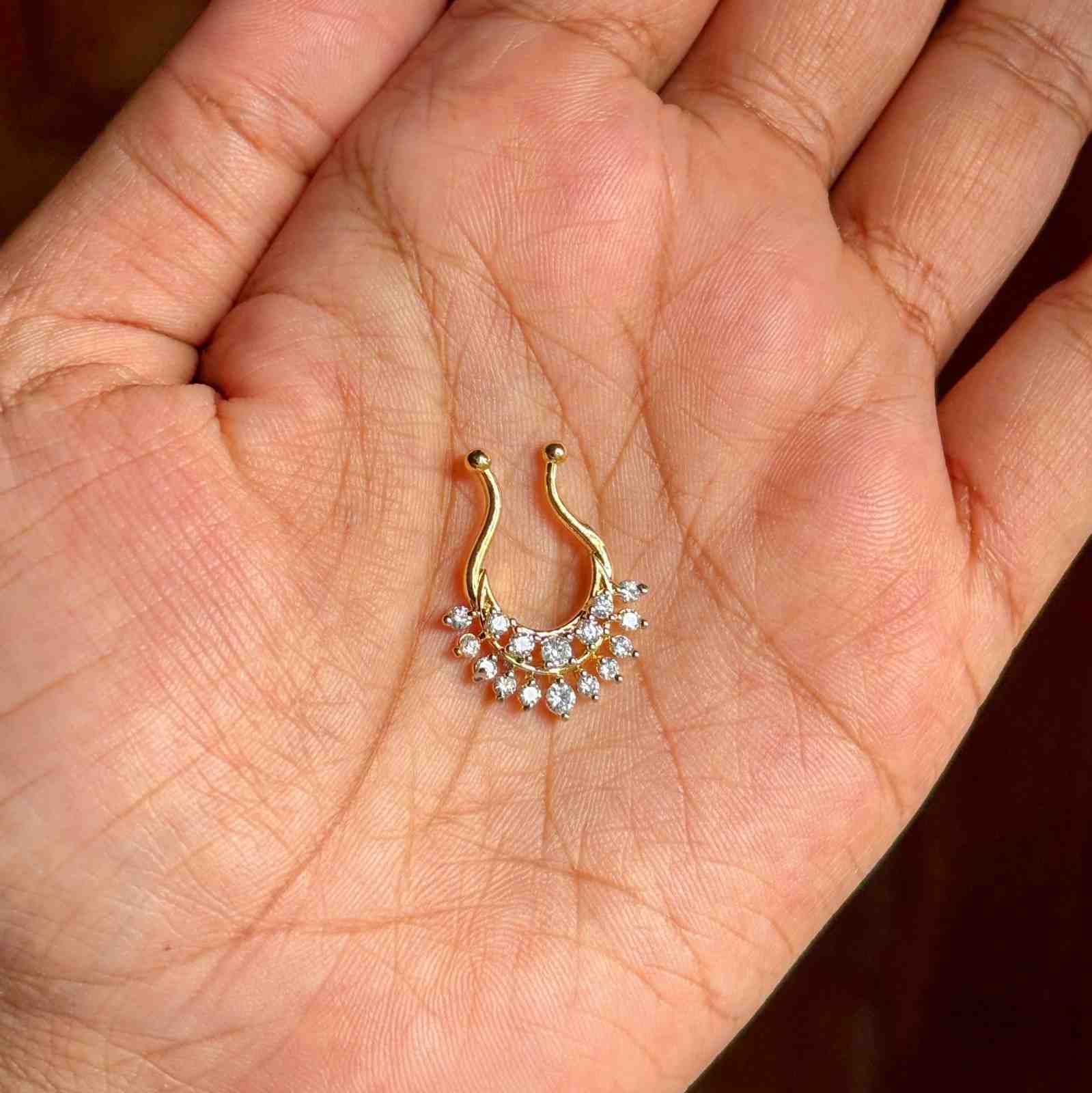 Premium Quality White AD Sone Nose Septum Rings J0067