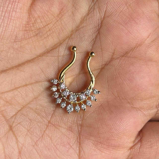 Premium Quality White AD Sone Nose Septum Rings J0067