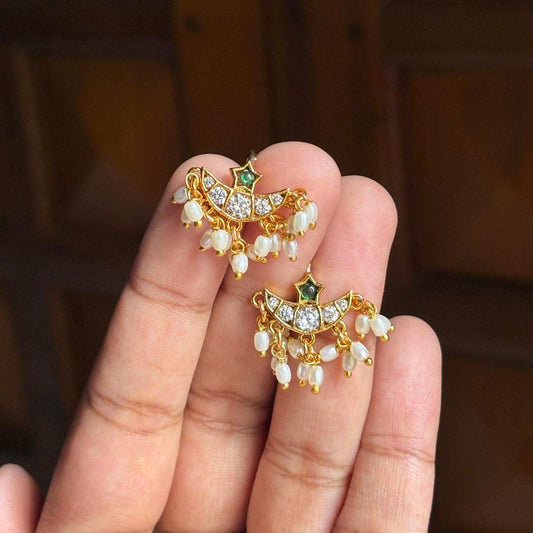 Premium Quality Bugadi Moon Pattern Designed with Polki diamond And Kemp stones Slight press to adjust to your ears J0068