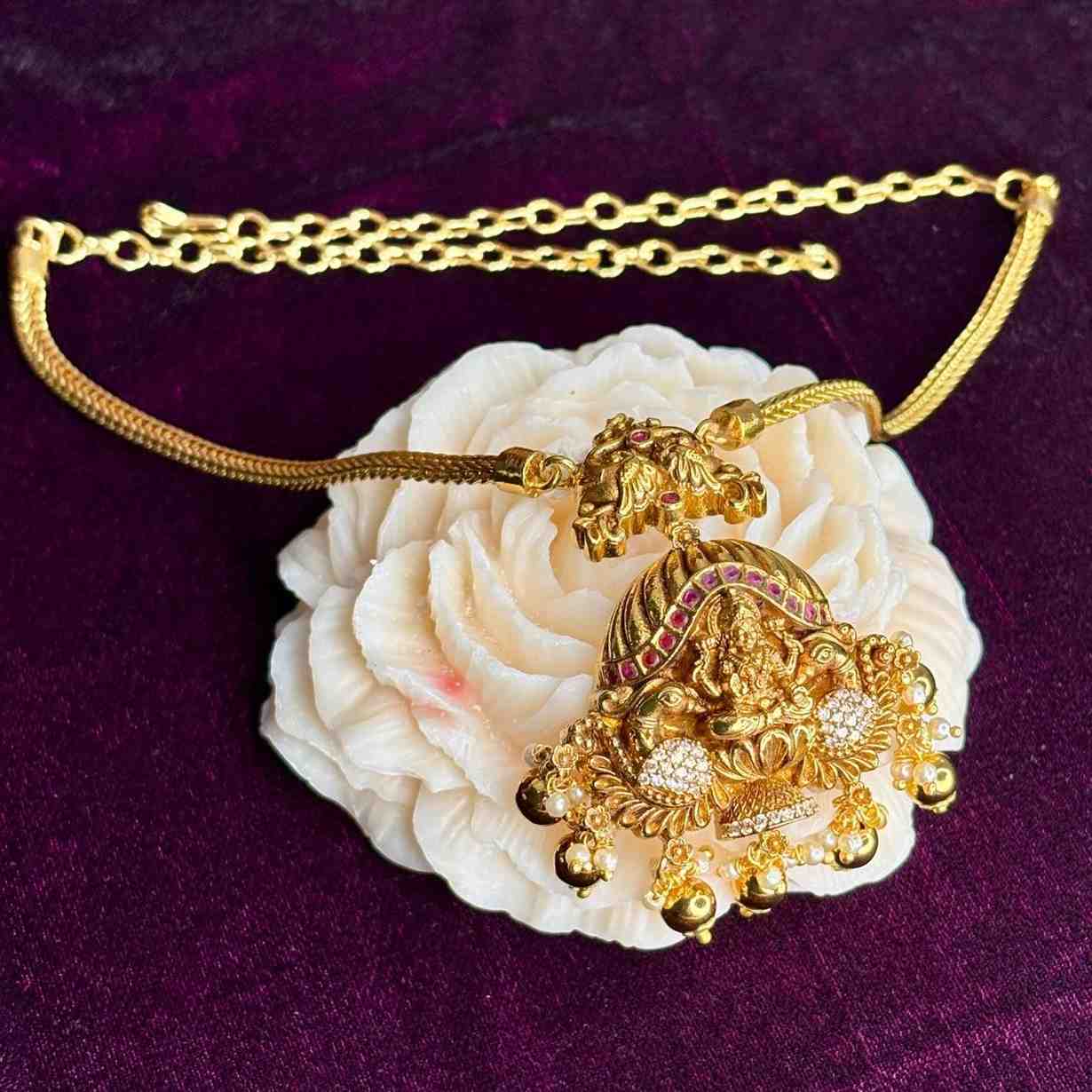 Premium Quality Temple Collection  Lakshmi Attigai type comes with only Necklace N0159-CE60