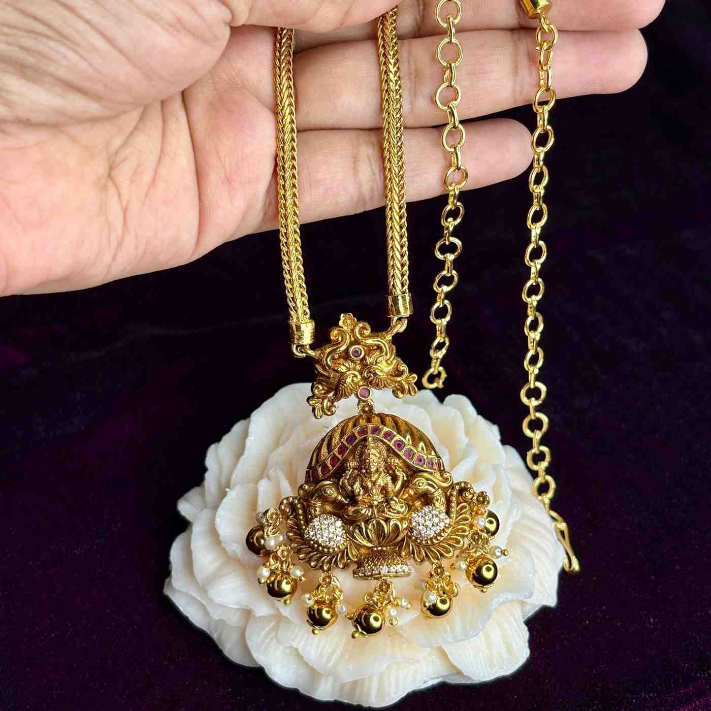 Premium Quality Temple Collection  Lakshmi Attigai type comes with only Necklace N0159-CE60