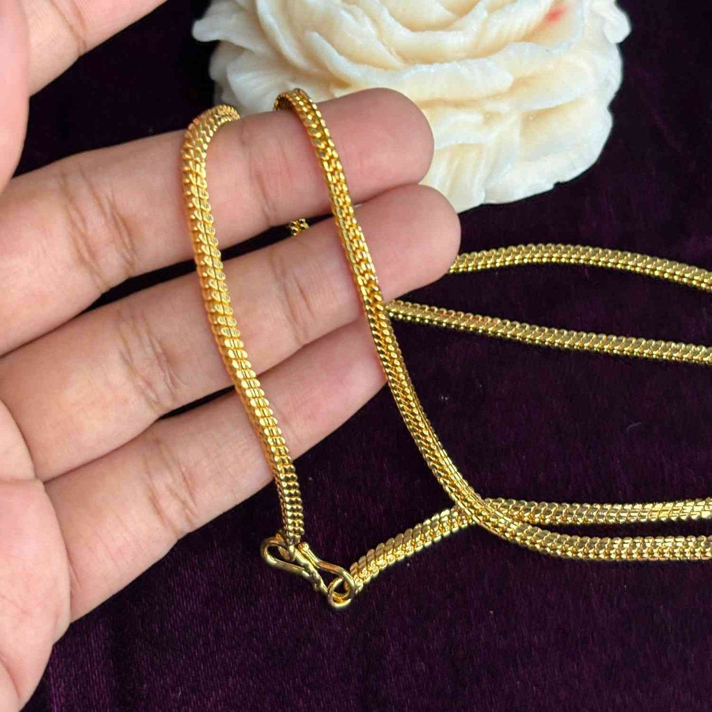 Premium Quality 30 inches Kattam Real Gold Plated chain collections Microplated chain C005-CO60