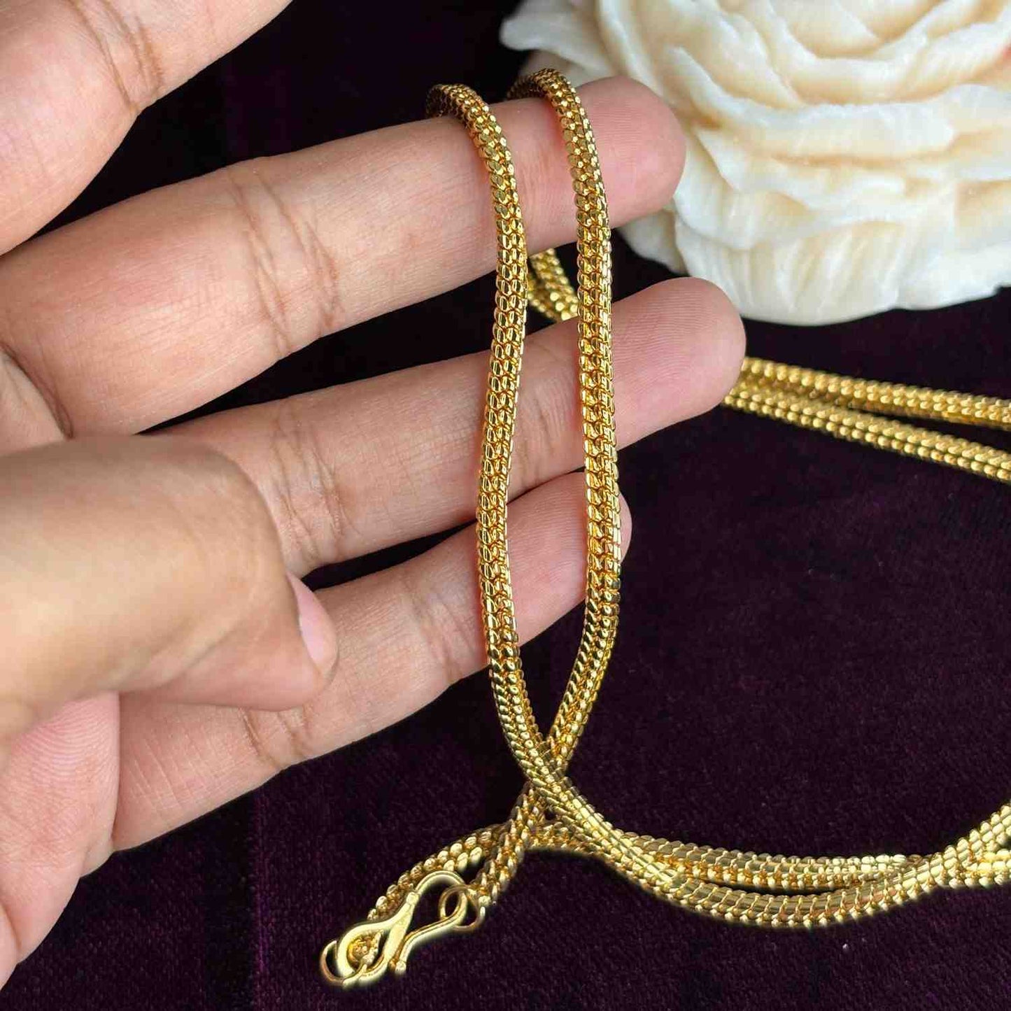Premium Quality 30 inches Kattam Real Gold Plated chain collections Microplated chain C005-CO60