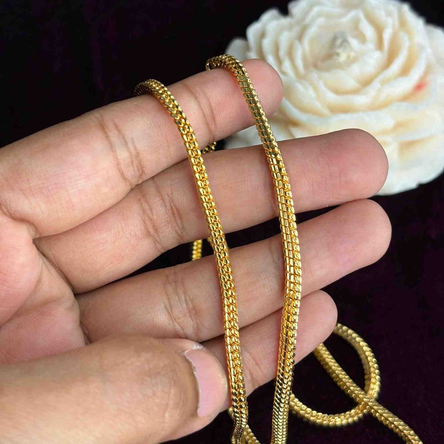Premium Quality 30 inches Kattam Real Gold Plated chain collections Microplated chain C005-CO60