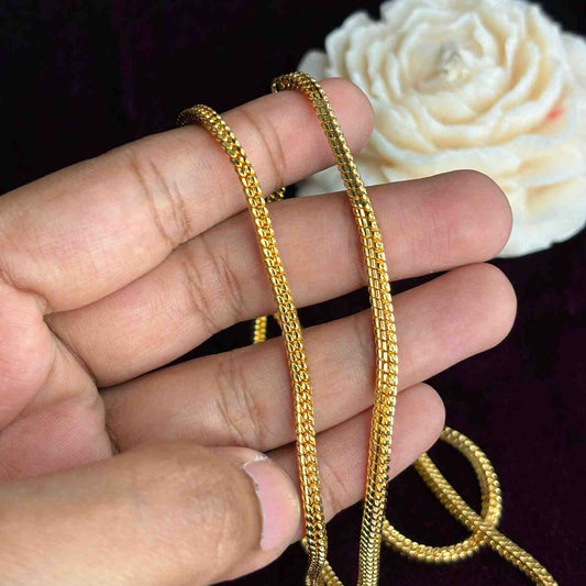 Premium Quality 30 inches Kattam Real Gold Plated chain collections Microplated chain C005-CO60
