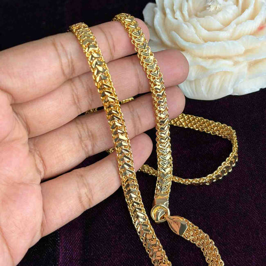 Premium Quality 25 inches Flat chain Real Gold Plated chain collections Microplated chain C006-CO48