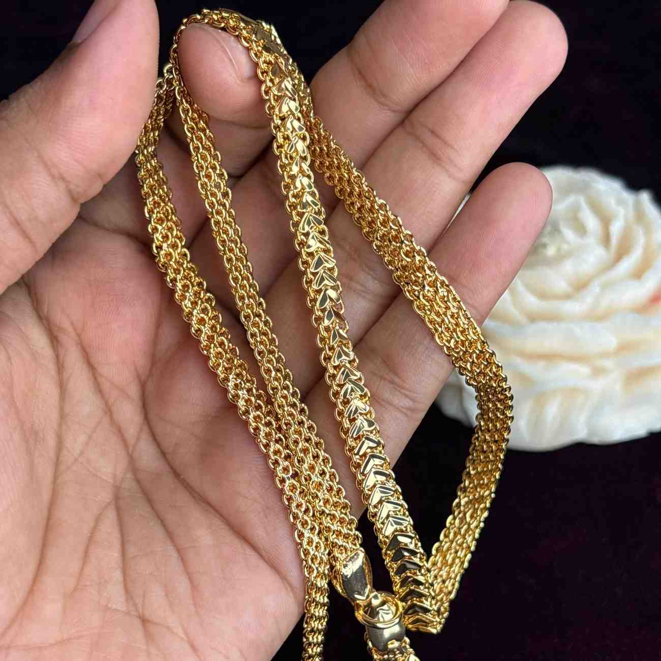 Premium Quality 25 inches Flat chain Real Gold Plated chain collections Microplated chain C006-CO48