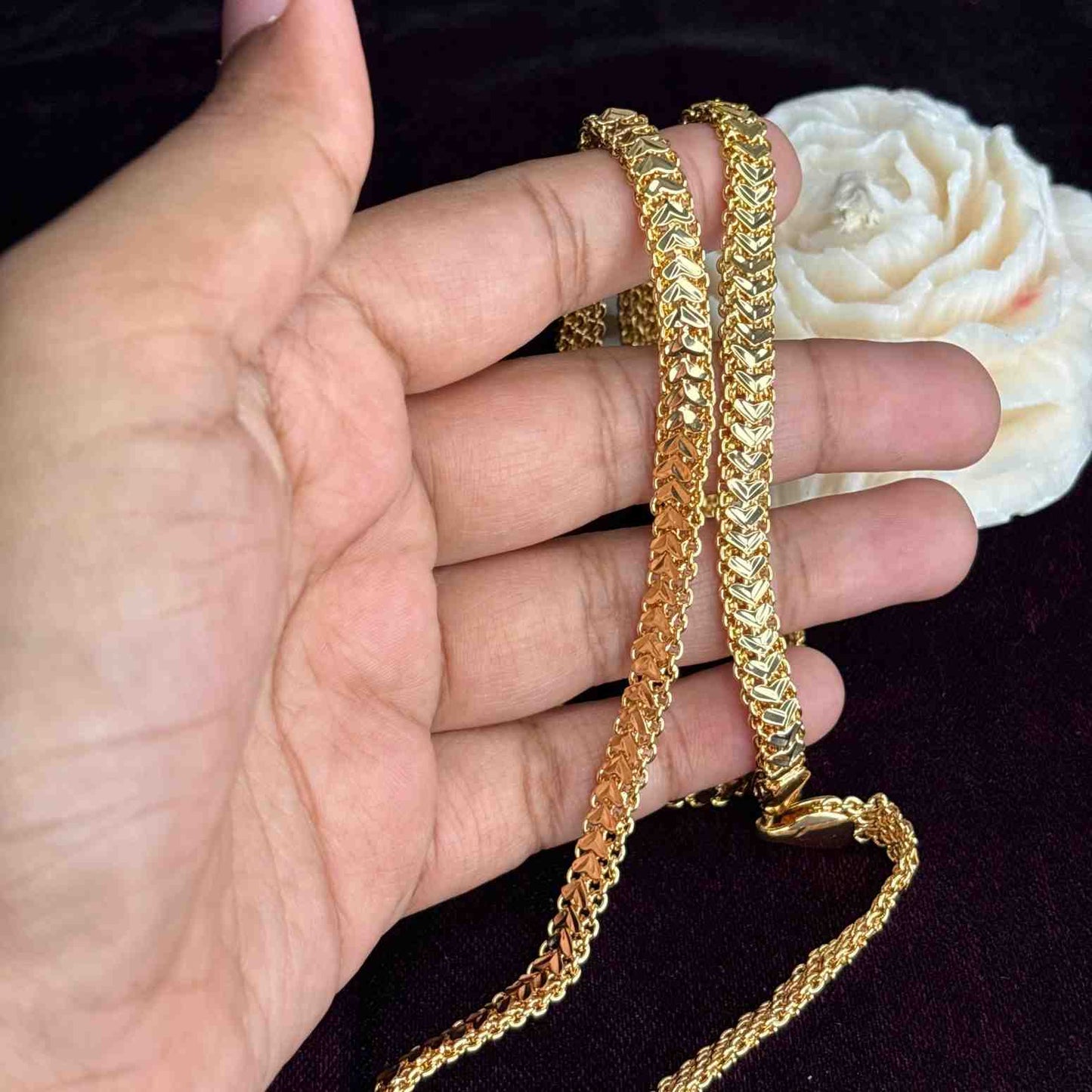 Premium Quality 25 inches Flat chain Real Gold Plated chain collections Microplated chain C006-CO48