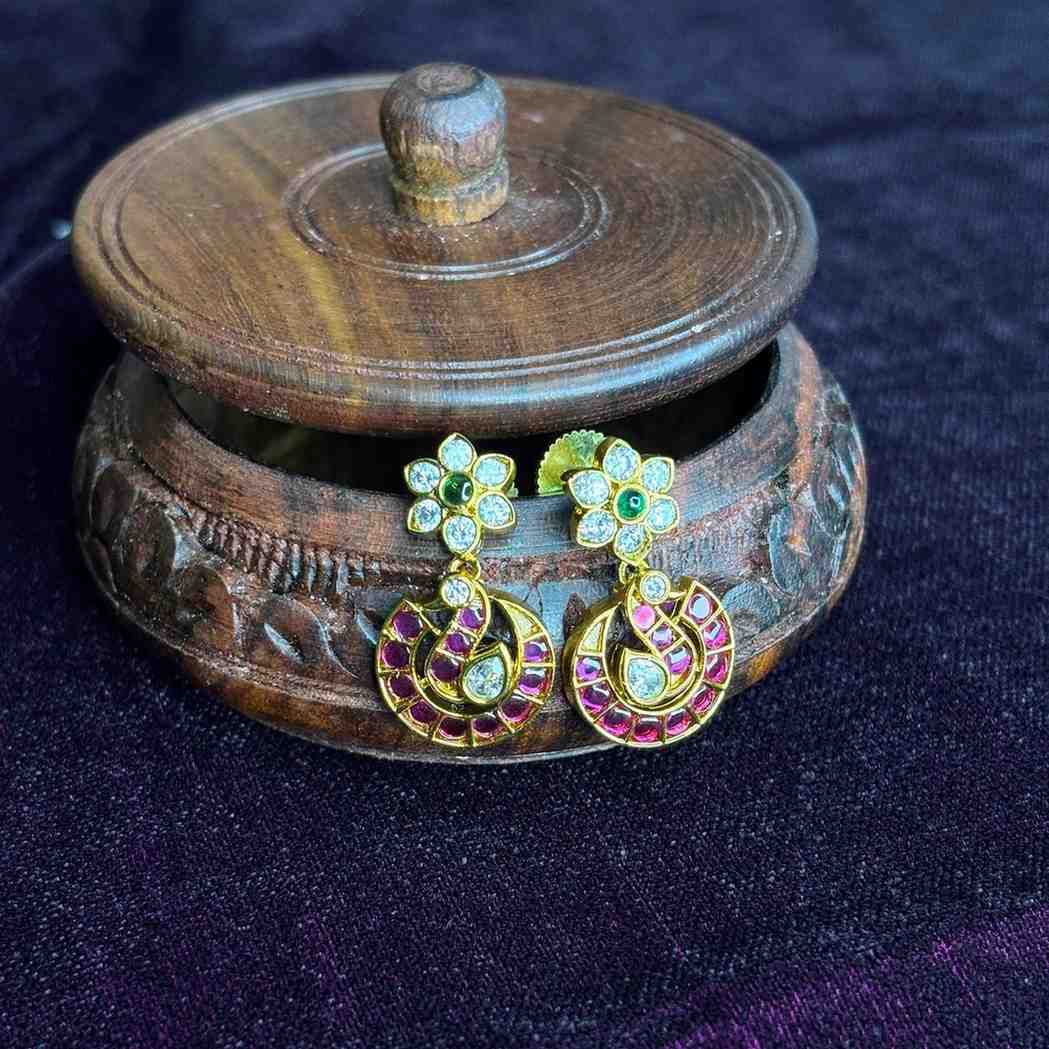 Premium Quality Kemp Stone Necklace Designed with Ruby red & Emerald Green stone with matching earrings N0171-CI55