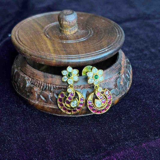 Premium Quality Kemp Stone Necklace Designed with Ruby red & Emerald Green stone with matching earrings N0171-CI55