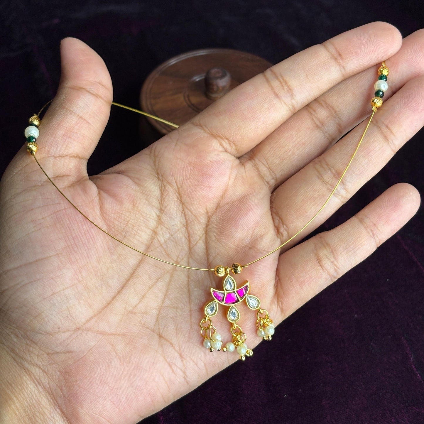 Premium Quality Jadau Kundan invisible chain IN004-N13