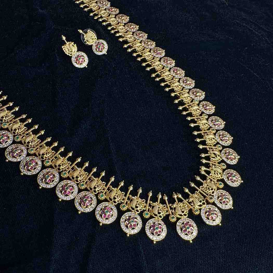 Premium Quality Haram Designed with AD stones Buttapusalu comes with matching earrings H0042-CJ86