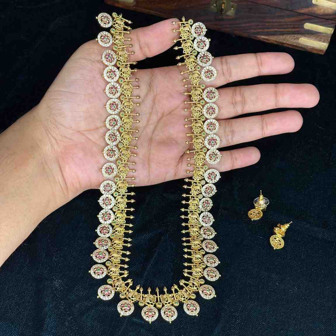 Premium Quality Haram Designed with AD stones Buttapusalu comes with matching earrings H0042-CJ86