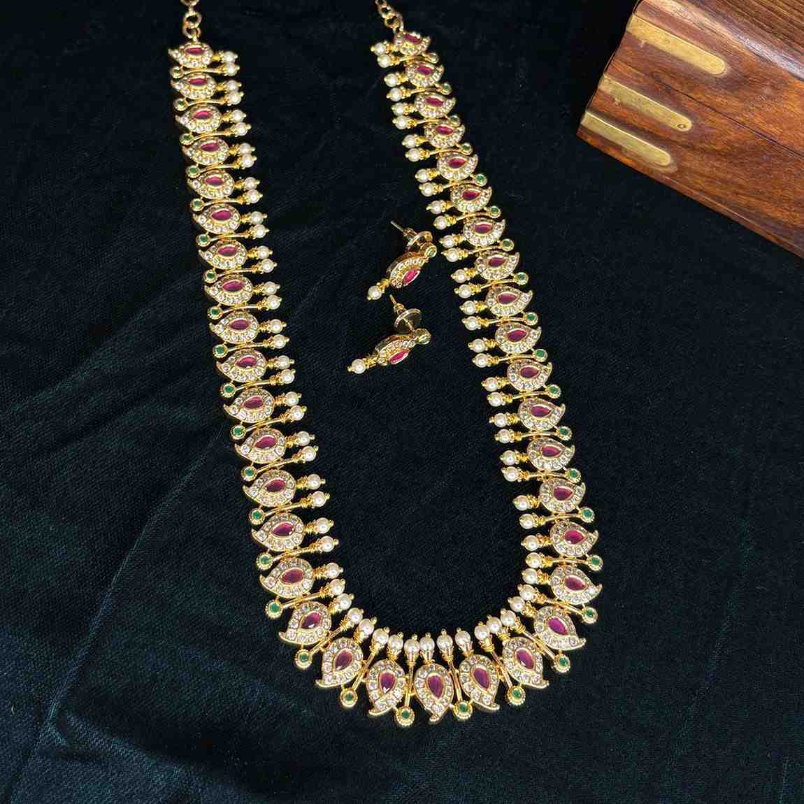 Premium Quality Micro Plated AD Stone Middle length Haram Traditional Manga Motif Design H0021-CJ100