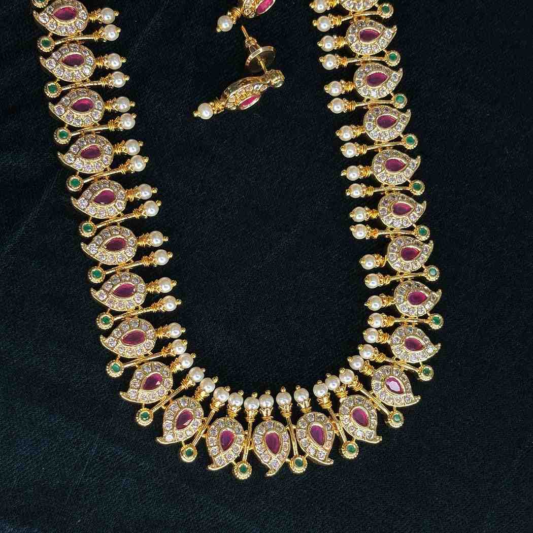 Premium Quality Micro Plated AD Stone Middle length Haram Traditional Manga Motif Design H0021-CJ100