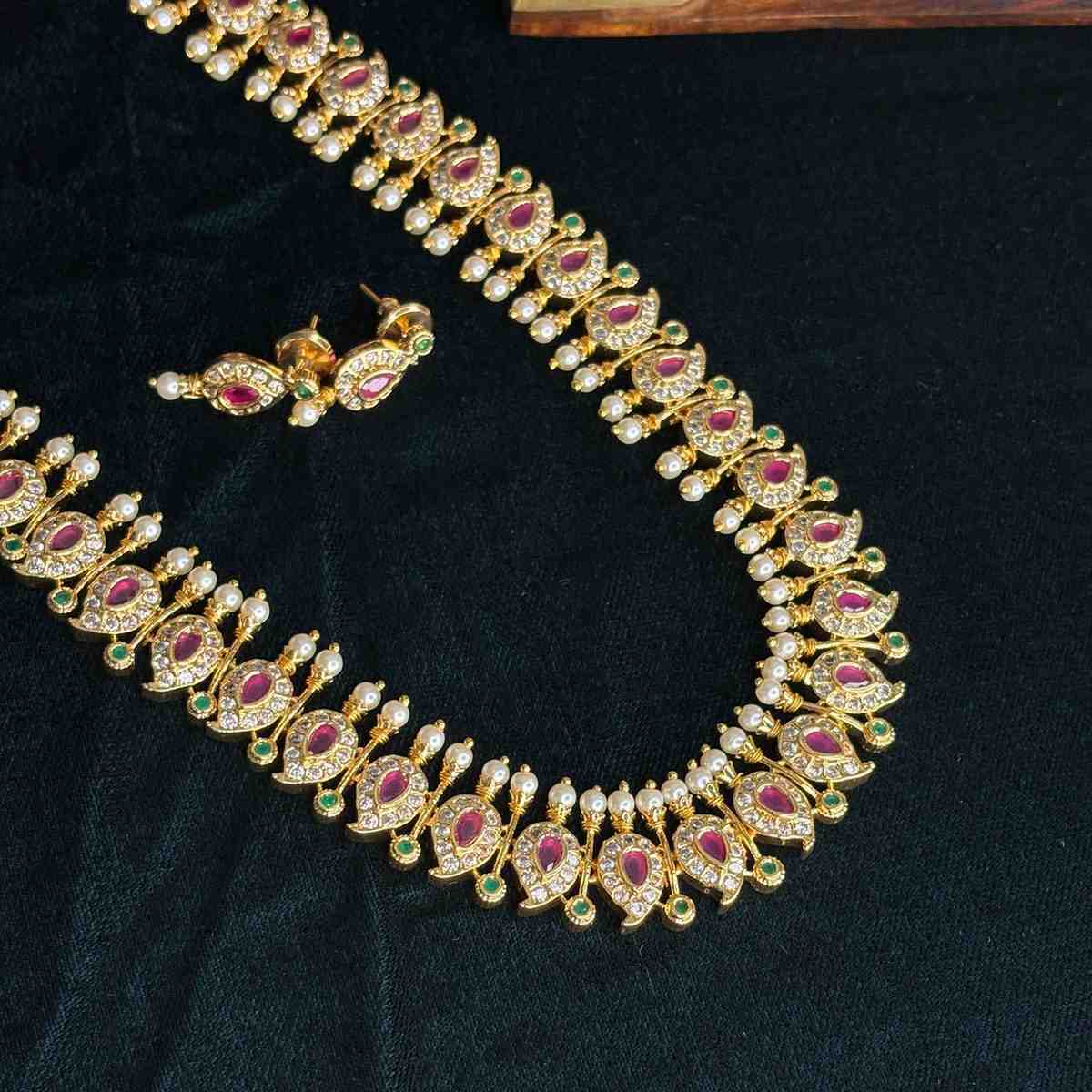 Premium Quality Micro Plated AD Stone Middle length Haram Traditional Manga Motif Design H0021-CJ100