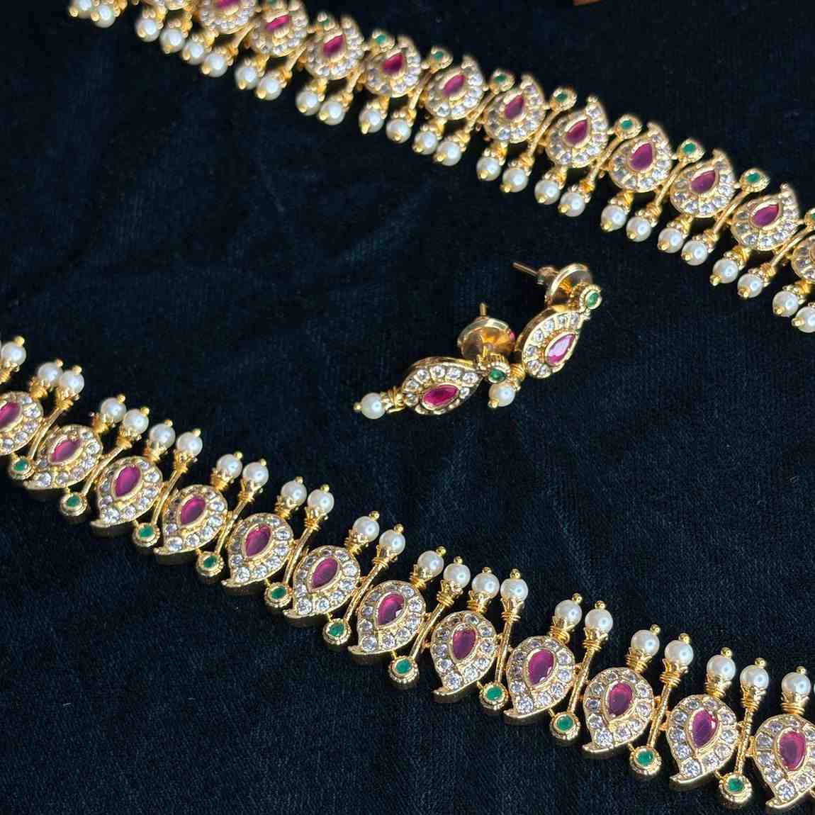 Premium Quality Micro Plated AD Stone Middle length Haram Traditional Manga Motif Design H0021-CJ100