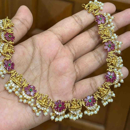 Stone Ruby Lakshmi Necklace N0031-CJ40