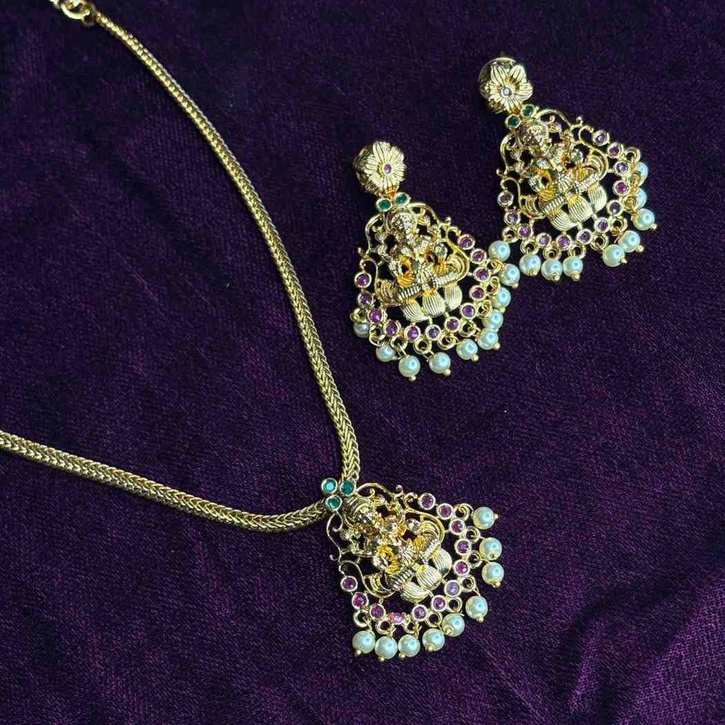 Premium Quality Lakshmi Attigai type necklace With earrings removeable locket N0175-CS25