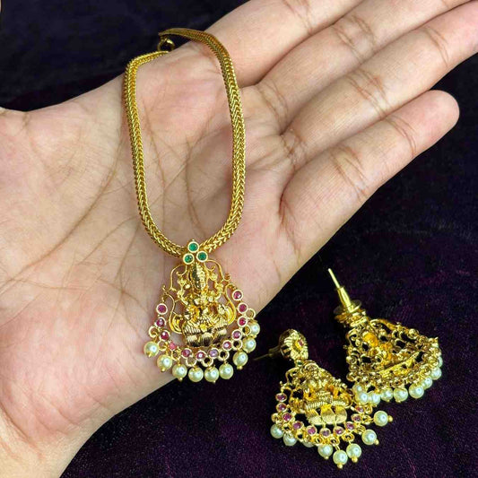 Premium Quality Lakshmi Attigai type necklace With earrings removeable locket N0175-CS25