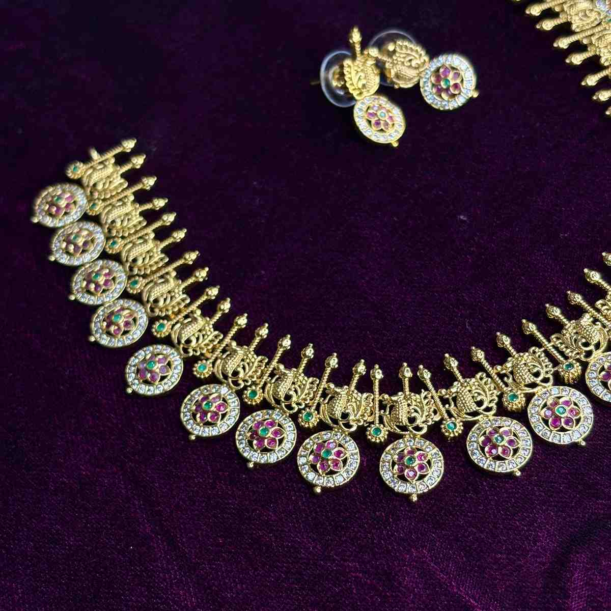 Premium Quality Traditional Peacock design Buttumala Necklace with Earrings N0174-CJ55
