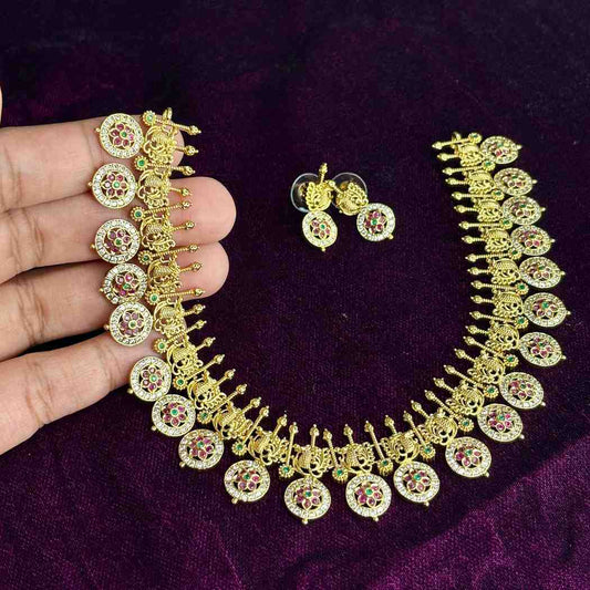 Premium Quality Traditional Peacock design Buttumala Necklace with Earrings N0174-CJ55