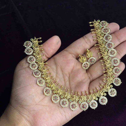 Premium Quality Traditional Peacock design Buttumala Necklace with Earrings N0174-CJ55