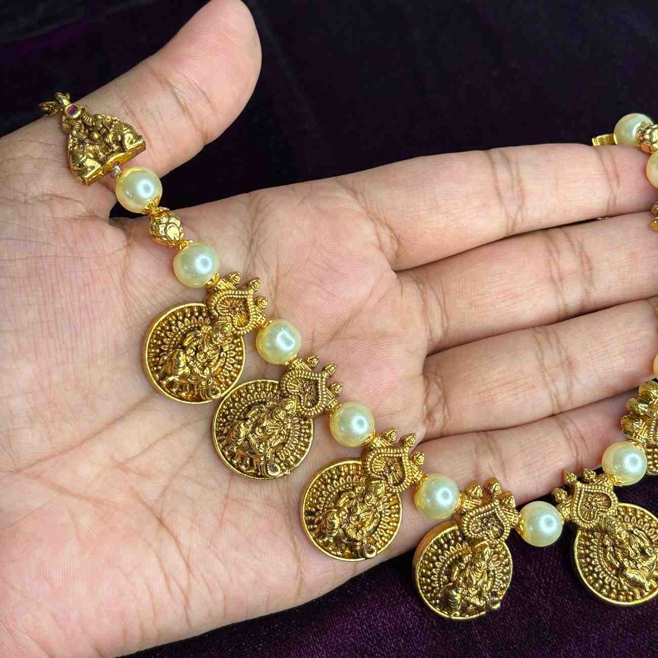 Premium Quality Traditional Pearl Necklace with Lakshmi dollar Design N0176-CS98