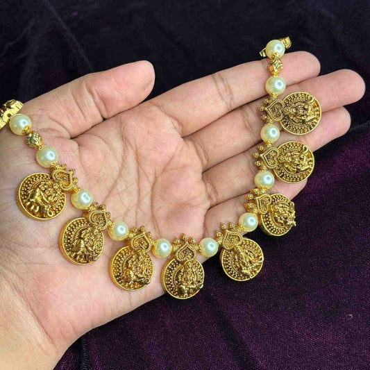 Premium Quality Traditional Pearl Necklace with Lakshmi dollar Design N0176-CS98