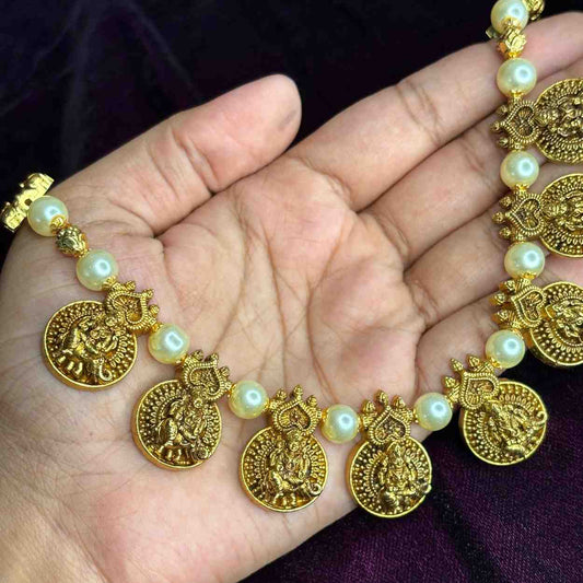 Premium Quality Traditional Pearl Necklace with Lakshmi dollar Design N0176-CS98