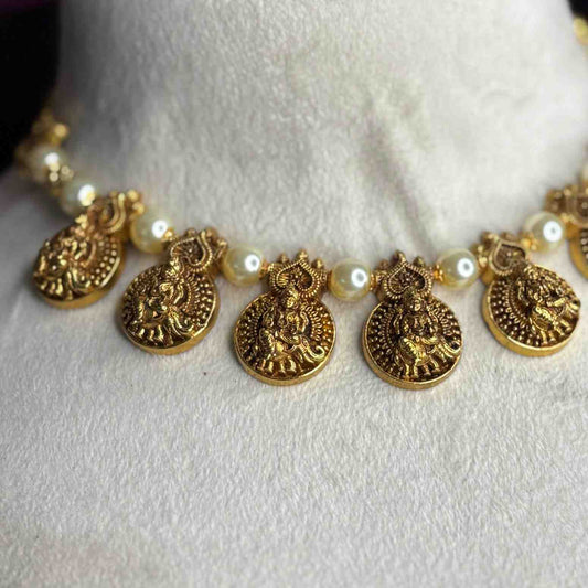 Premium Quality Traditional Pearl Necklace with Lakshmi dollar Design N0176-CS98