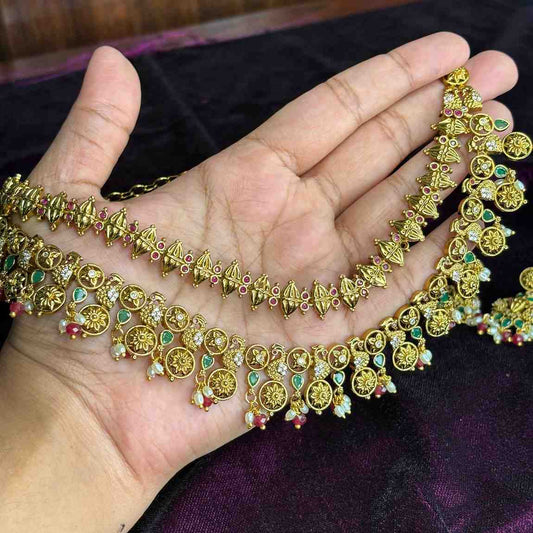 Premium quality 2 layer necklace full floral Peacock pattern designed with red crystal hanging N0179-CS116