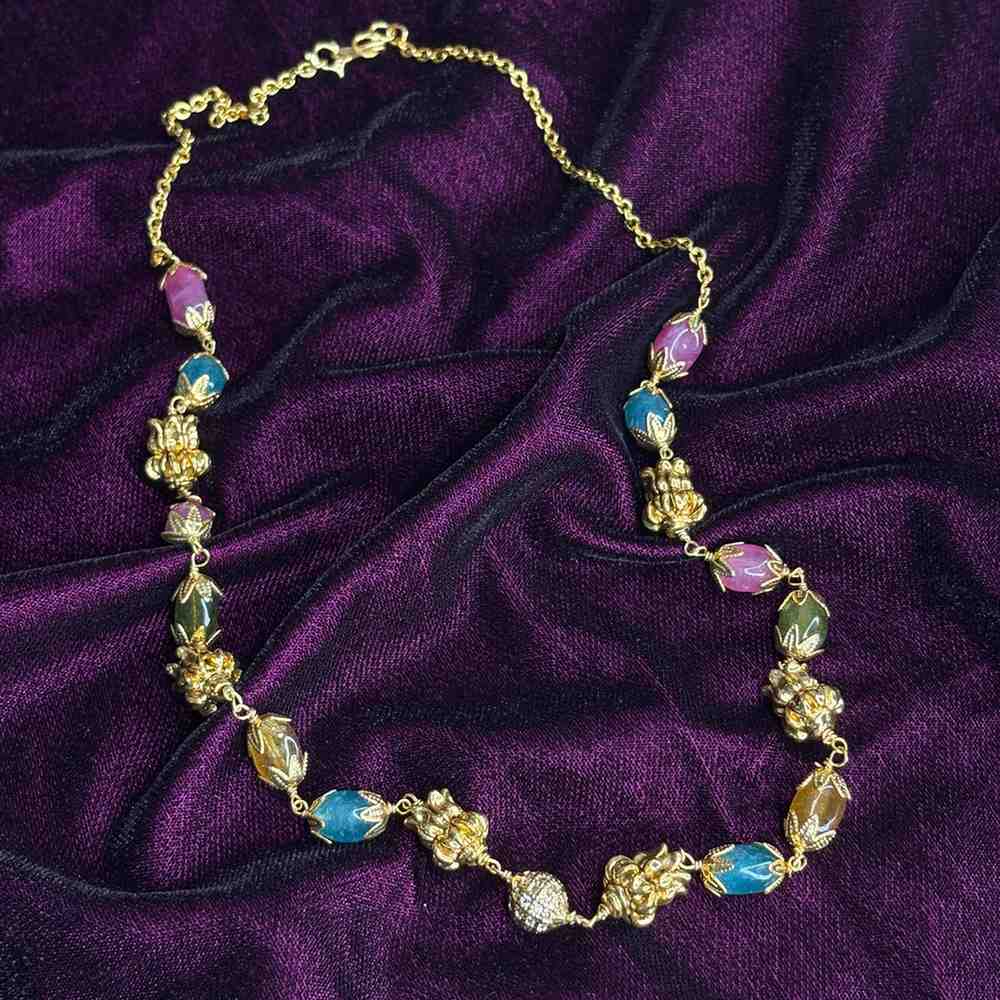 Premium Quality Multi color pink blue green yellow Hydro Beads & Gold Beads 20 inch chain C008-CS71