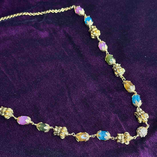 Premium Quality Multi color pink blue green yellow Hydro Beads & Gold Beads 20 inch chain C008-CS71