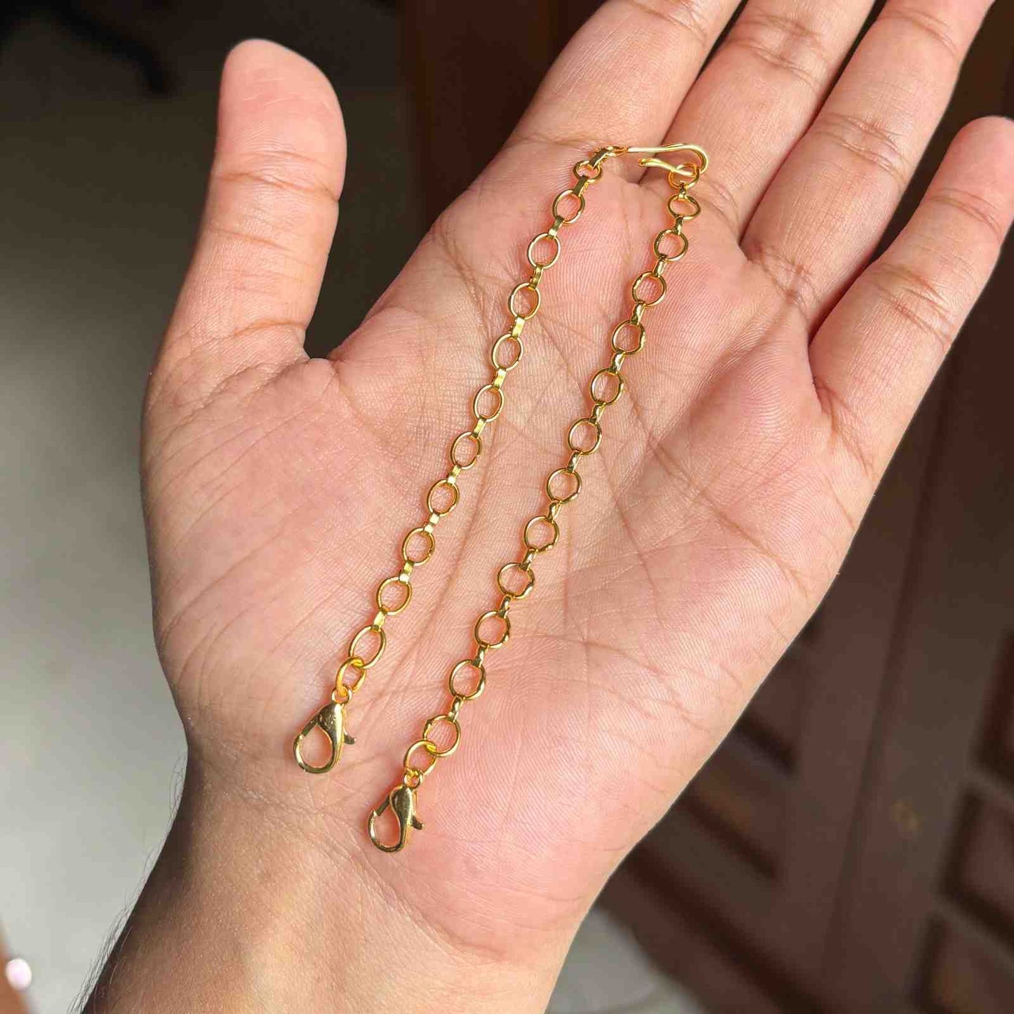 Set of 2 Premium Quality Gold Plated Link chain with Lobster Claw Lock 8.5 inch/22cm BC003