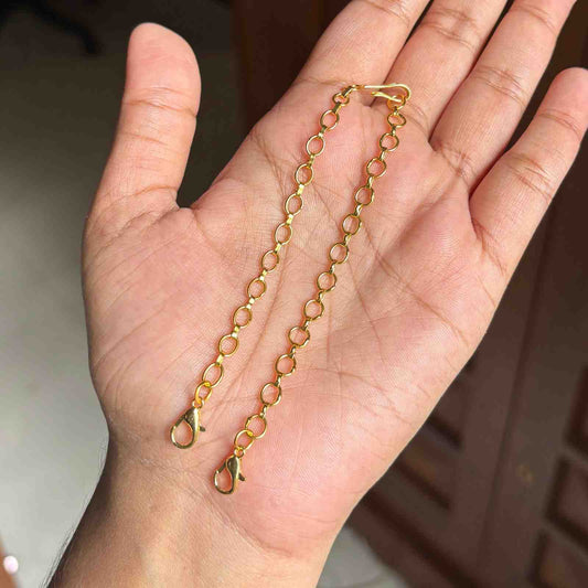 Set of 2 Premium Quality Gold Plated Link chain with Lobster Claw Lock 8.5 inch/22cm BC003