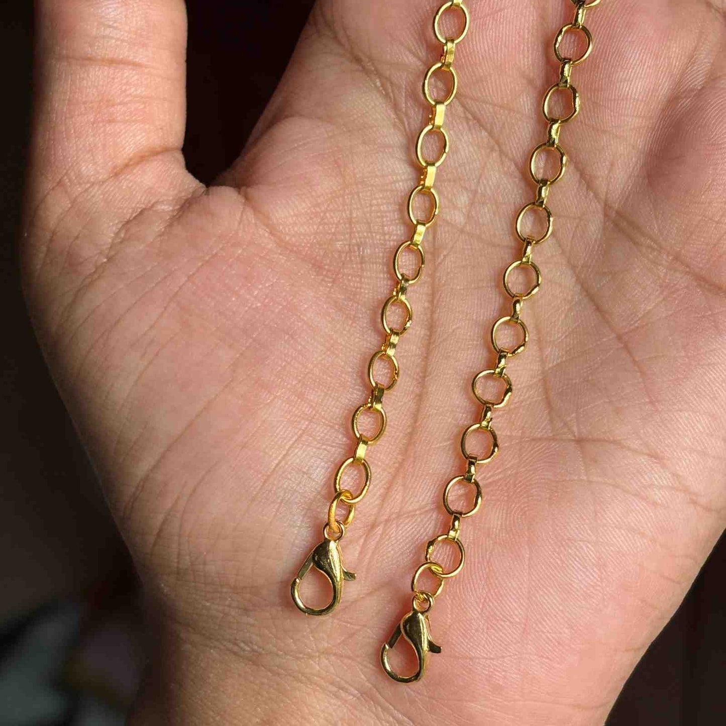 Set of 2 Premium Quality Gold Plated Link chain with Lobster Claw Lock 8.5 inch/22cm BC003