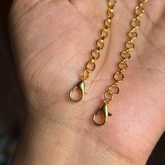 Set of 2 Premium Quality Gold Plated Link chain with Lobster Claw Lock 8.5 inch/22cm BC003