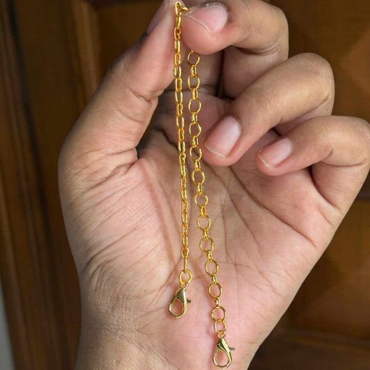 Set of 2 Premium Quality Gold Plated Link chain with Lobster Claw Lock 8.5 inch/22cm BC003