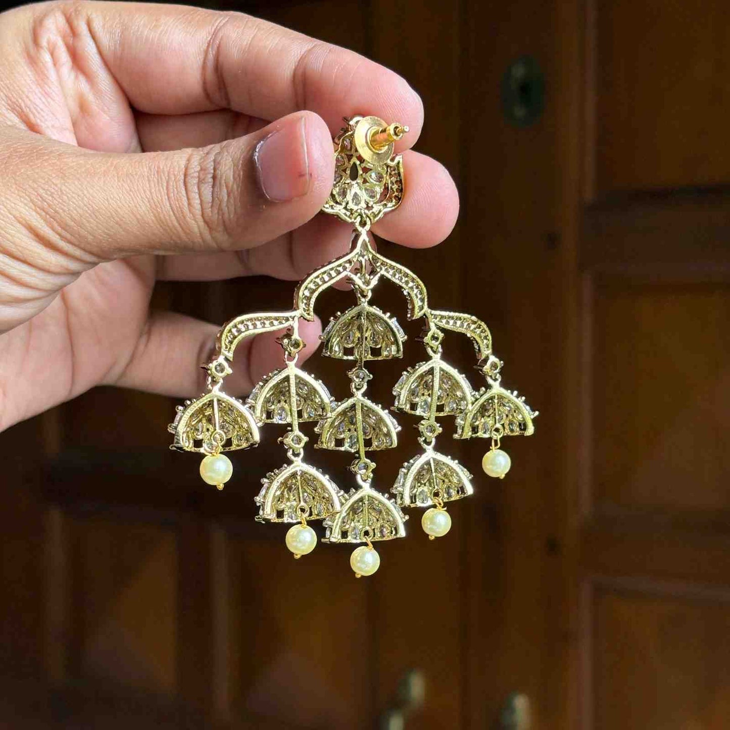 Premium Quality Grand Look Statement American Diamond earrings J0072-CN108