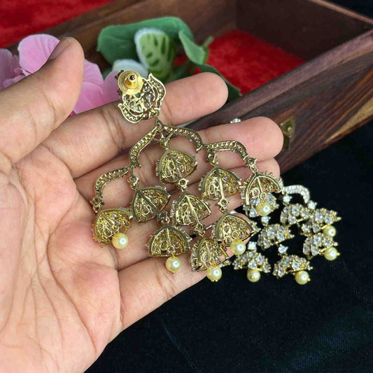 Premium Quality Grand Look Statement American Diamond earrings J0072-CN108