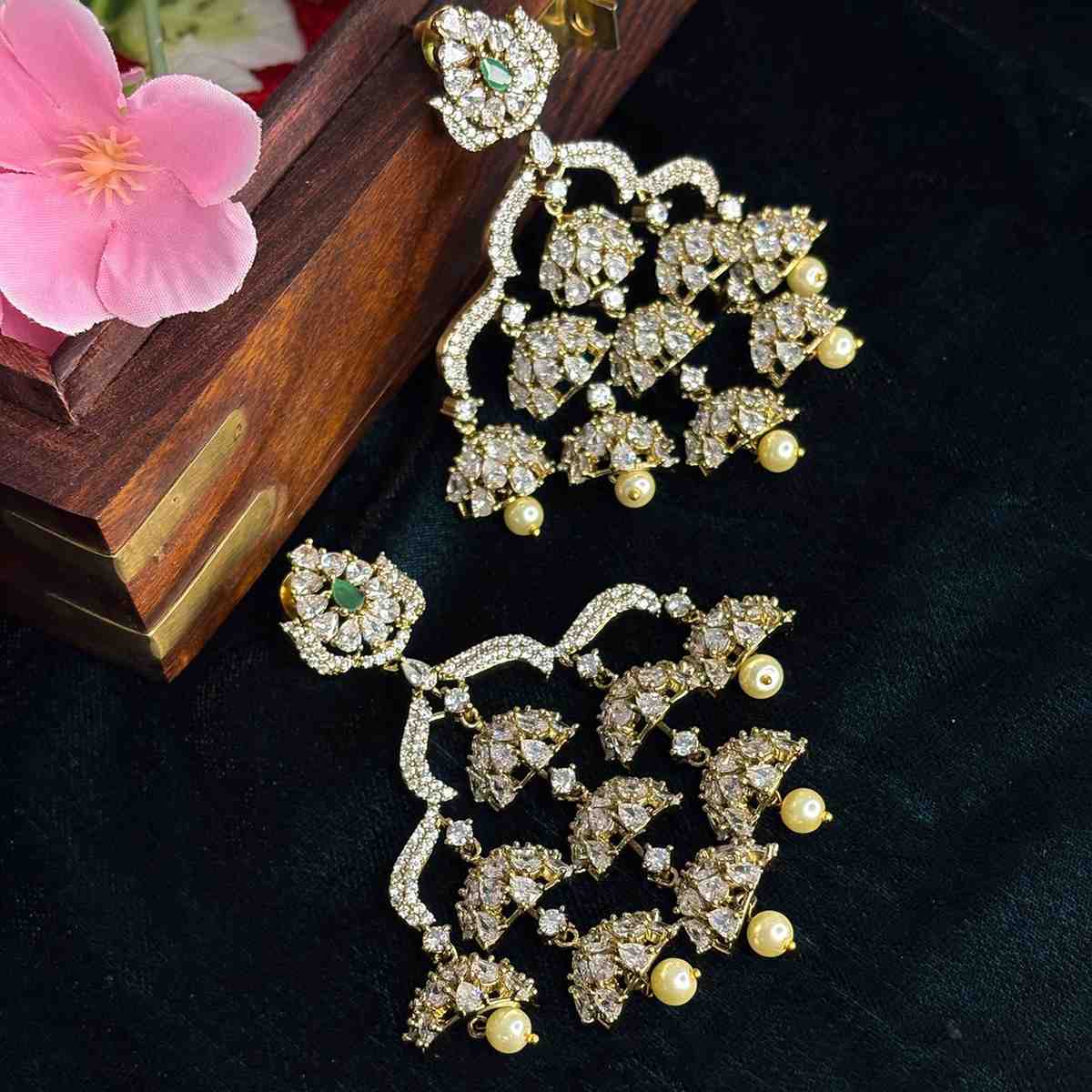 Premium Quality Grand Look Statement American Diamond earrings J0072-CN108