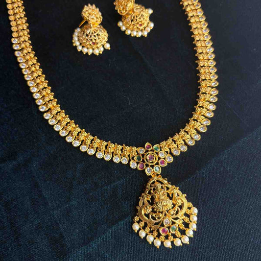 Premium Quality Lakshmi Haram of length 27 inch comes with Pairing Jhumka H0048-CS85