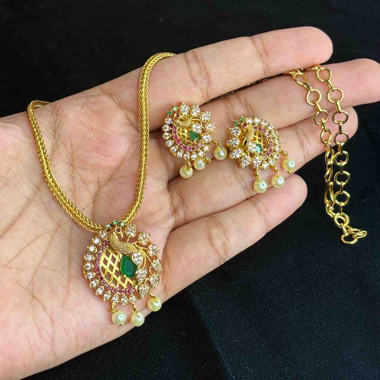 Premium Quality Peacock Necklace with Removeable locket comes with matching Jhumka N0184-CS260