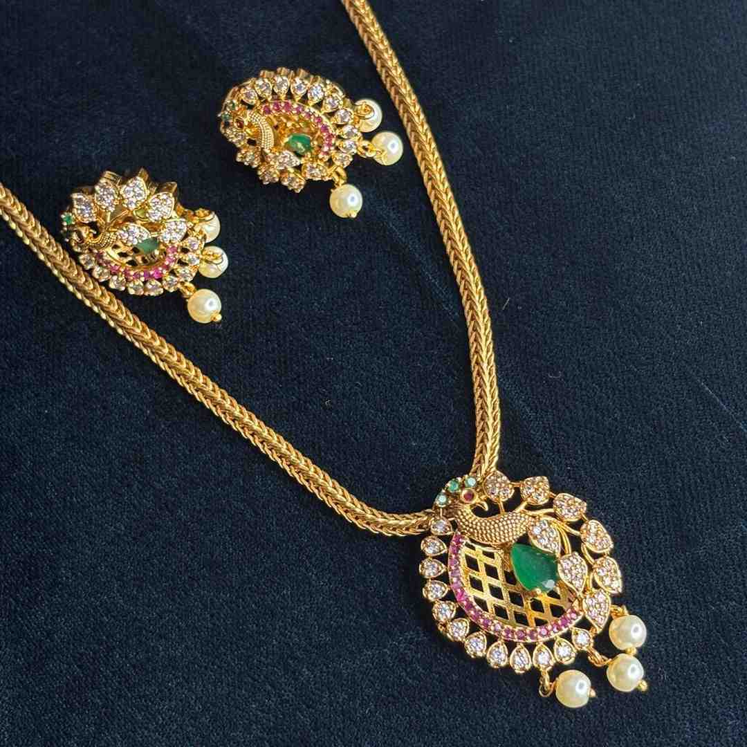 Premium Quality Peacock Necklace with Removeable locket comes with matching Jhumka N0184-CS260