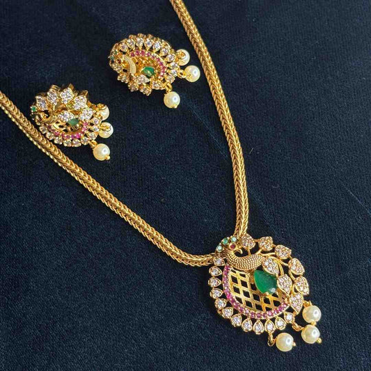 Premium Quality Peacock Necklace with Removeable locket comes with matching Jhumka N0184-CS260