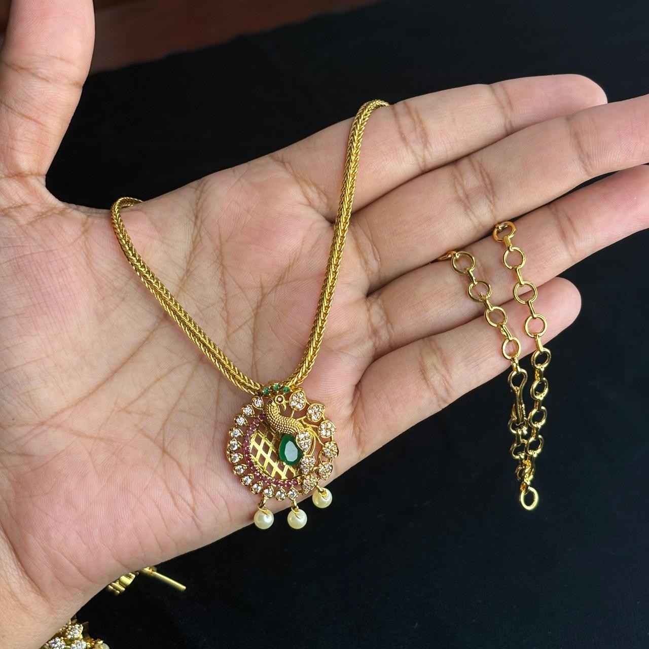 Premium Quality Peacock Necklace with Removeable locket comes with matching Jhumka N0184-CS260