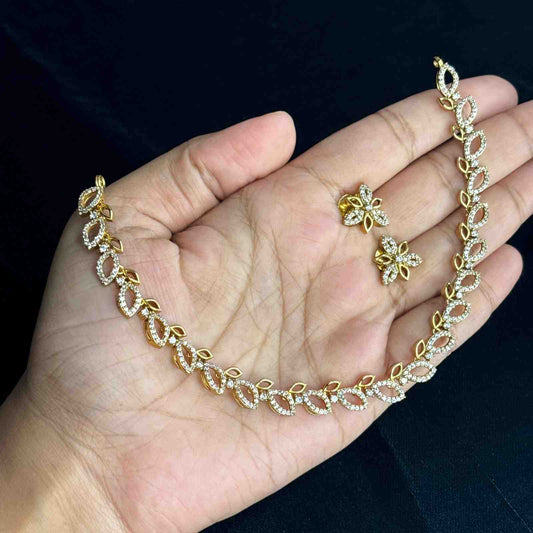 Premium Quality Leaf Pattern Diamond replica Collection with earrings N0185-CN40