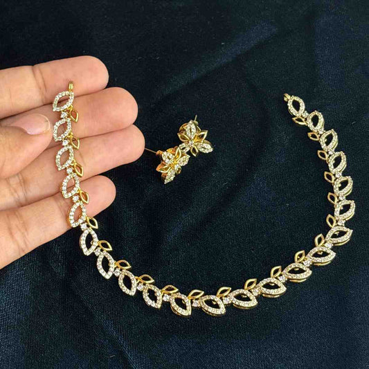 Premium Quality Leaf Pattern Diamond replica Collection with earrings N0185-CN40