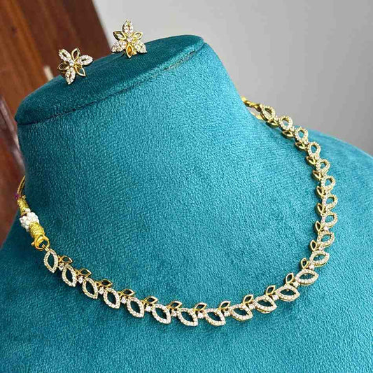 Premium Quality Leaf Pattern Diamond replica Collection with earrings N0185-CN40